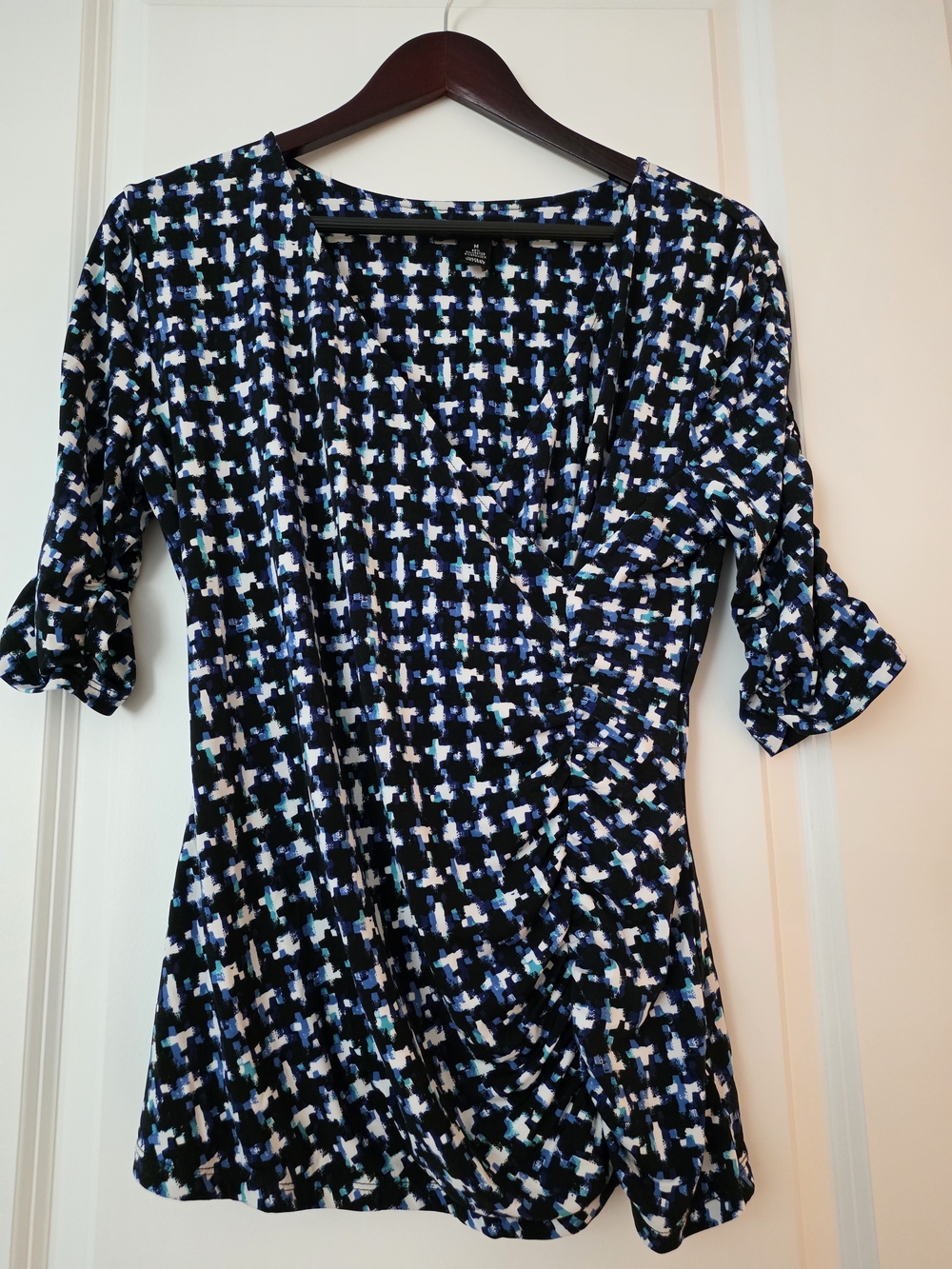 Women’s Blue, White And Black Blouse